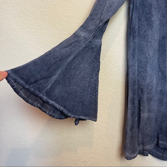 Blue life bell sleeve boho tie top - Picture 2 of 7